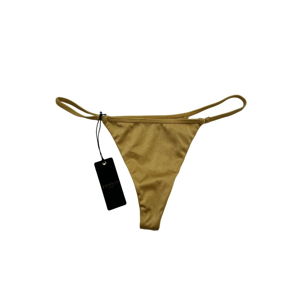 Minimal Gold Tie-Side Bikini Bottom - Sleek Women's Swimwear